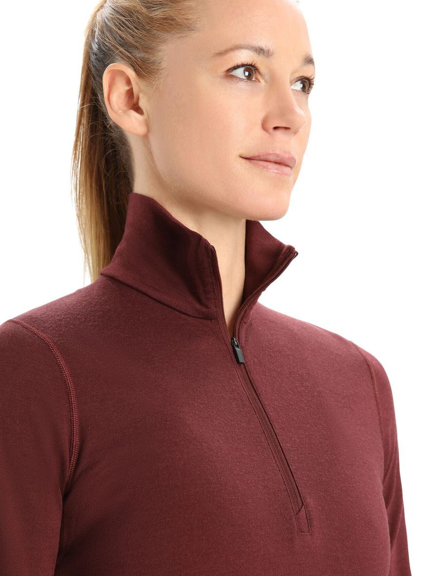 Women's Icebreaker Merino 200 Oasis Long Sleeve Half Zip Thermal Top Base Layers Espresso | CA 1045AHKP